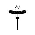 Grilled sausages, barbecue icon isolated on white background