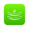 Grilled sausages icon green vector Royalty Free Stock Photo