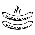 Grilled sausages icon, outline line style Royalty Free Stock Photo