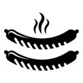 Grilled sausages icon, simple black style