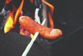Grilled sausages outdoors Royalty Free Stock Photo