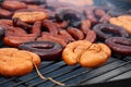 Grilled sausages outdoors Royalty Free Stock Photo