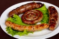 Grilled sausages plate Royalty Free Stock Photo