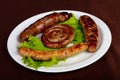 Grilled sausages plate Royalty Free Stock Photo