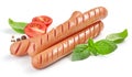 Grilled sausages on white background Royalty Free Stock Photo