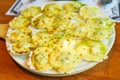 Grilled scallops with butter and cheese. Seafood grilled scallop