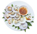 Grilled scallops with butter isolated on whitebackground include clipgg path