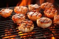 grilled scallops on a grill rack with smoke wafting Royalty Free Stock Photo