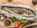 Grilled sea bass fish. Royalty Free Stock Photo