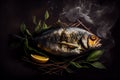 Grilled sea bream fish