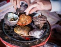 Grilled Sea Shells, Ehime, Hiroshima, Japan Royalty Free Stock Photo