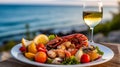 Grilled Seafood Delight with Beach View