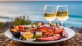 Grilled Seafood Delight with Beach View