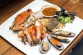 Grilled seafood dishes