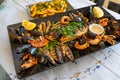 Grilled seafood plate, mediterranean cuisine Royalty Free Stock Photo