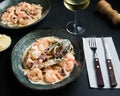 Grilled Seafood with Sauce, Mediterranean and Italian Flavors