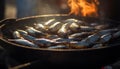 Grilled seafood skewer, cooked over open flame for freshness generated by AI Royalty Free Stock Photo