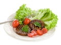 Grilled seitan with tomatoes Royalty Free Stock Photo