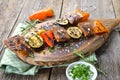 Grilled seitan with vegetables