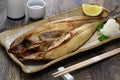 Grilled semi-dried fish (Okhotsk atka mackerel), Japanese traditional food Royalty Free Stock Photo