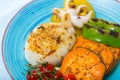 Grilled sepia served on plate