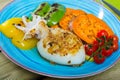 Grilled sepia served on plate