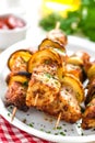 Grilled shish kebab or shashlik on skewers Royalty Free Stock Photo