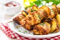 Grilled shish kebab or shashlik on skewers Royalty Free Stock Photo