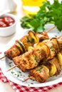 Grilled shish kebab or shashlik on skewers Royalty Free Stock Photo