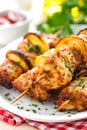 Grilled shish kebab or shashlik on skewers Royalty Free Stock Photo