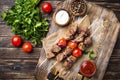 Grilled shish kebab skewers  with tomatoes Royalty Free Stock Photo