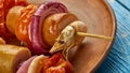 Grilled Shrimp and Andouille Sausage Kabobs Royalty Free Stock Photo