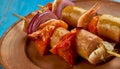 Grilled Shrimp and Andouille Sausage Kabobs Royalty Free Stock Photo