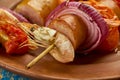 Grilled Shrimp and Andouille Sausage Kabobs Royalty Free Stock Photo