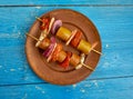 Grilled Shrimp and Andouille Sausage Kabobs Royalty Free Stock Photo