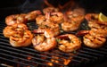 Grilled shrimp cooked on a charcoal grill Just right and delicious