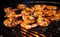 Grilled shrimp cooked on a charcoal grill Just right and delicious