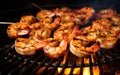 Grilled shrimp cooked on a charcoal grill Just right and delicious