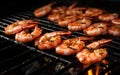 Grilled shrimp cooked on a charcoal grill Just right and delicious