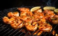 Grilled shrimp cooked on a charcoal grill Just right and delicious