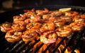 Grilled shrimp cooked on a charcoal grill Just right and delicious