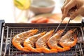 Grilled shrimp or easy BBQ grilled shrimp on electric grill., C Royalty Free Stock Photo