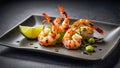 Grilled shrimp lime restaurant snack tasty appetizing