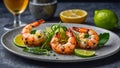 Grilled shrimp lime restaurant snack tasty