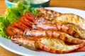Grilled shrimp on plate Royalty Free Stock Photo