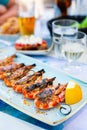 Grilled shrimp saganaki