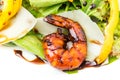 Grilled shrimp salad with parmesan and herbs. Royalty Free Stock Photo