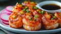 Grilled Shrimp with Sauce on Plate Royalty Free Stock Photo