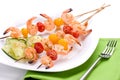 Grilled shrimps and cucumber s Royalty Free Stock Photo