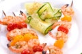 Grilled shrimps and cucumber s Royalty Free Stock Photo